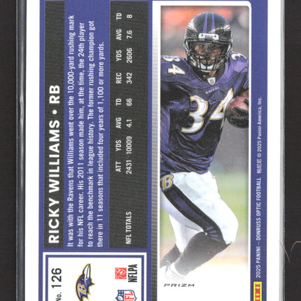 2025 Panini Donruss Optic Football Ricky Williams #126 silver
