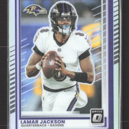 2025 Panini Donruss Optic Prizm Lamar Jackson #80 Silver