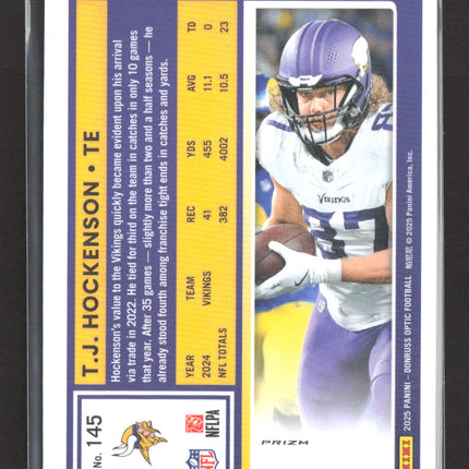 2025 Panini Donruss Optic Prizm T.J. Hockenson #145 Rocket