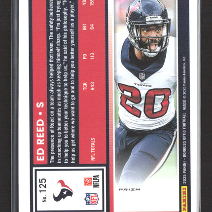 2025 Panini Donruss Optic Prizm Ed Reed #125 holo