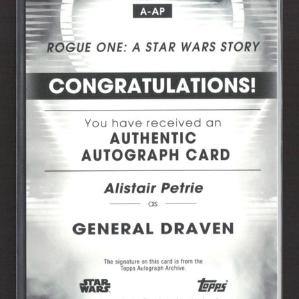 2016 Topps Star Wars Rogue One Alistair Petrie Authentic Autograph #A-AP