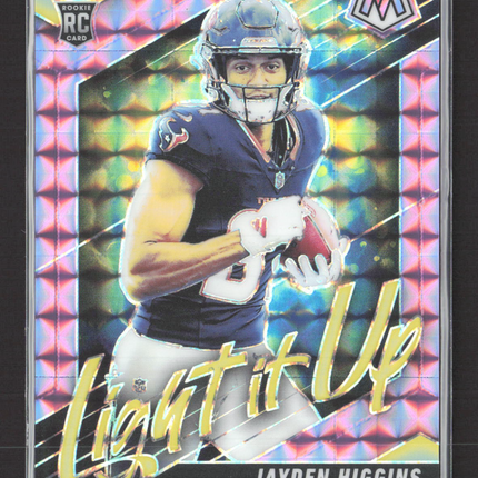 2025 Panini Mosaic Light It Up Jayden Higgins #16 Pink RC 19/49