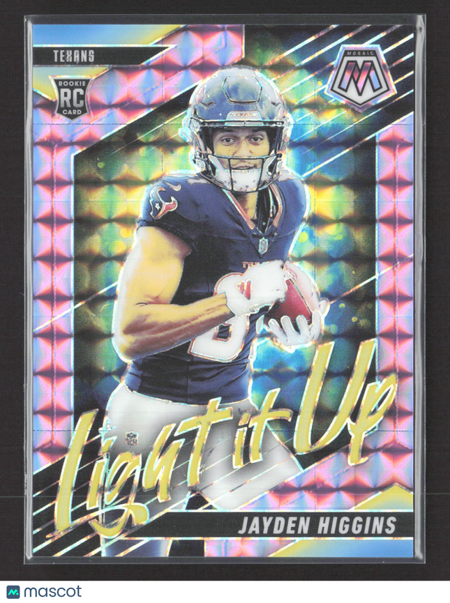 2025 Panini Mosaic Light It Up Jayden Higgins #16 Pink RC 19/49