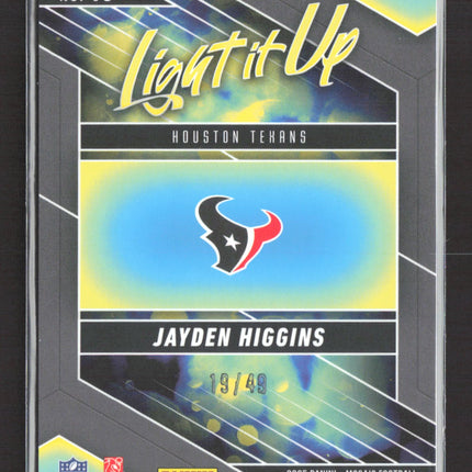 2025 Panini Mosaic Light It Up Jayden Higgins #16 Pink RC 19/49