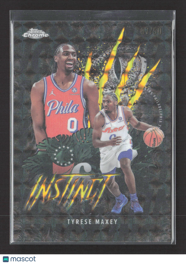 2025 Topps Chrome Instinct Tyrese Maxey #INS-6 gold Refractor 07/50