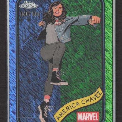 2025 Topps Chrome Marvel 040/199 #153 America Chavez Green Blue