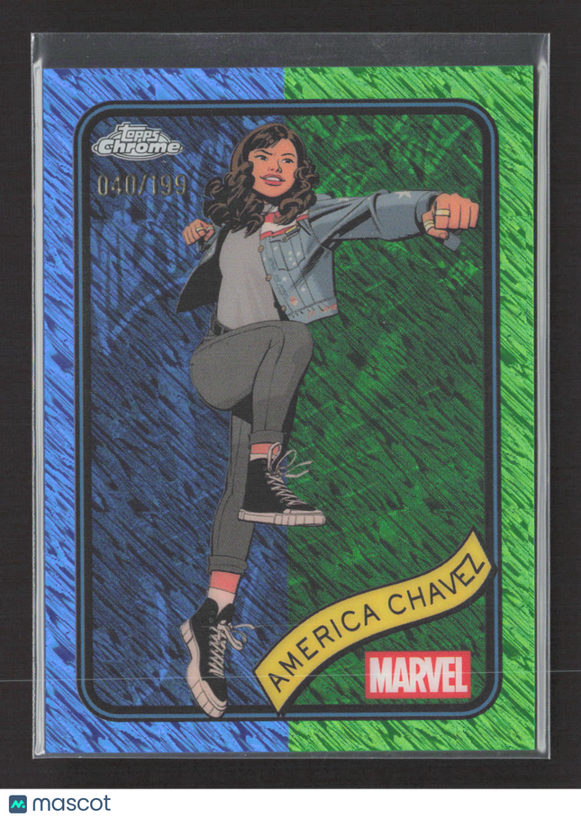 2025 Topps Chrome Marvel 040/199 #153 America Chavez Green Blue