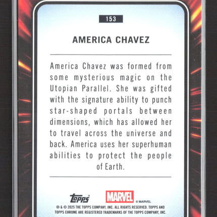 2025 Topps Chrome Marvel 040/199 #153 America Chavez Green Blue