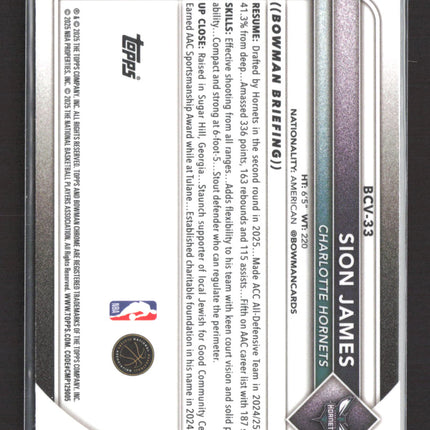 2025 Topps Bowman Chrome Sion James #BCV-33 RC purple /199