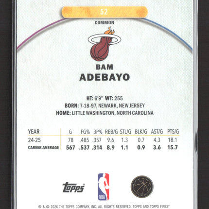 2026 Topps Finest Bam Adebayo #52