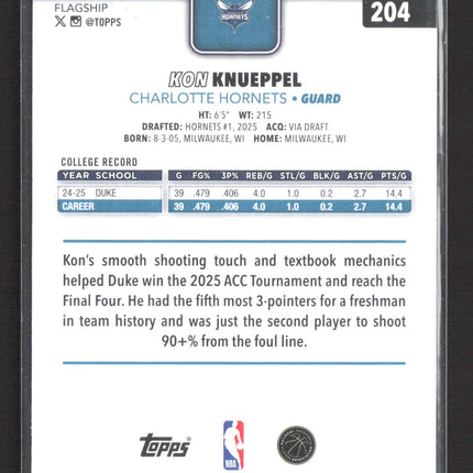 2025 Topps Flagship Kon Knueppel #204 RC