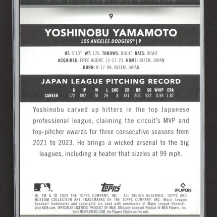 2024 Topps Museum Collection Yoshinobu Yamamoto #9 114/150 RC