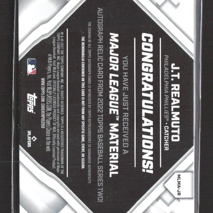 2022 Topps Major League Material J.T. Realmuto #MLMA-JR 06/25 Jersey Auto