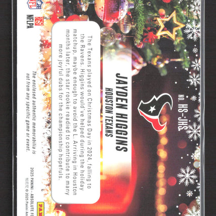 2025 Panini Absolute Holiday Suit Jayden Higgins #HS-JHS RC Memorabilia