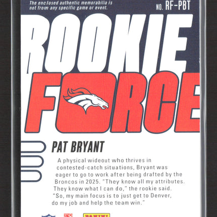 2025 Panini Absolute Rookie Force Pat Bryant #RF-PBT RC 36/49 patch