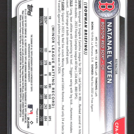 2025 Topps Bowman Chrome Natanael Yuten #CPA-NY Refractor 1st Bowman Auto /499