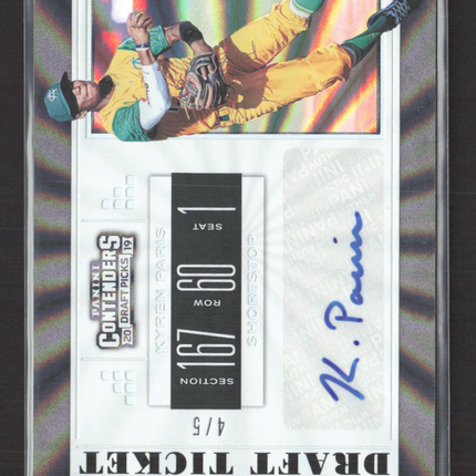 2019 Panini Contenders Draft Picks Kyren Paris #54 Lazer Auto /5 Draft Ticket