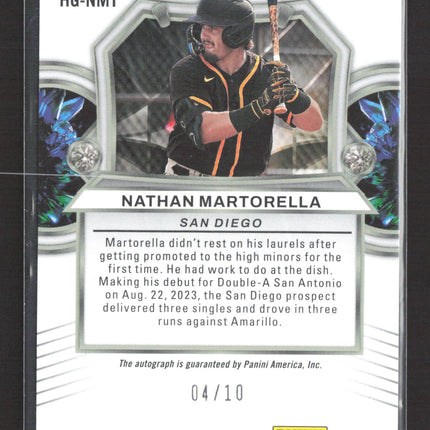 2023 Elite Extra Edition Hidden Gems Nathan Martorella #HG-NMT /10 Gold Auto