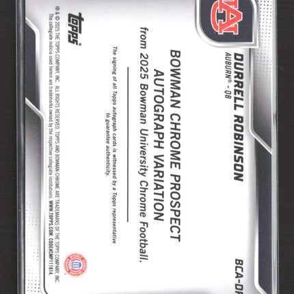 2025 Bowman University Chrome Durrell Robinson #BCA-DRO Blue Sapphire 1st Auto