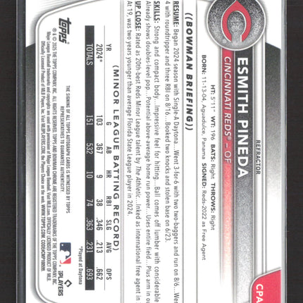 2024 Topps Bowman Chrome Esmith Pineda #CPA-EP Refractor 1st Bowman Auto /499
