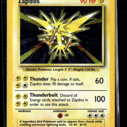 Pokemon 1999 Base Set Zapdos #16/102