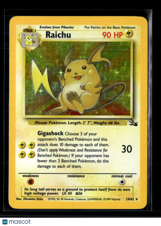 Pokemon 1999 Fossil Raichu #14/62