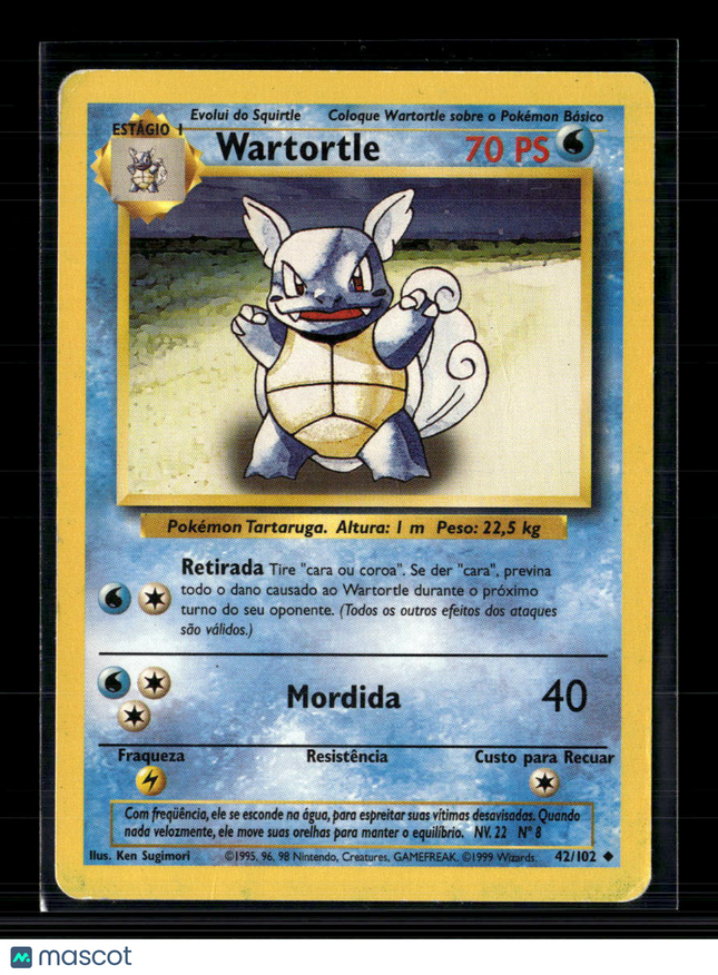 Pokemon 1999 Base Set Wartortle Portuguese Evolution Error #42/102