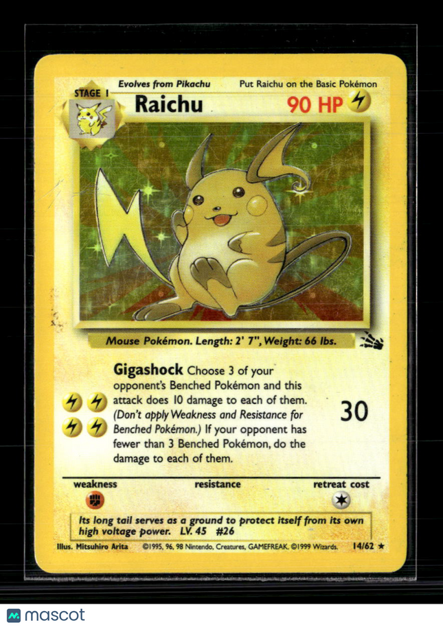 Pokemon 1999 Fossil Raichu #14/62