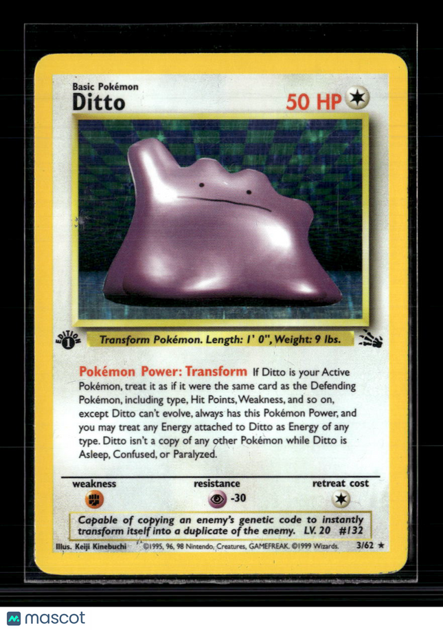 Pokemon 1999 Fossil Ditto 1st Edition #3/62