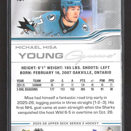 2025 Upper Deck Series 2 Young Guns Michael Misa #487
