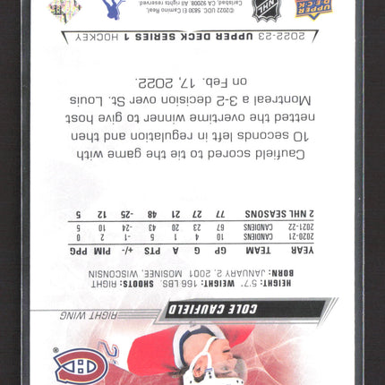 2022 Upper Deck Series 1 Exclusives Cole Caufield #95 /100