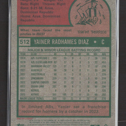 2024 Topps Heritage Yainer Diaz #512 Chrome Superfractor 1/1