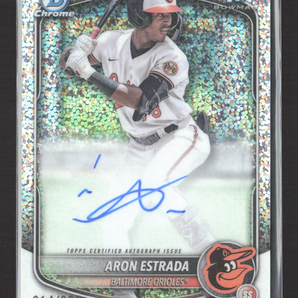 2024 Bowman Chrome Aron Estrada #CPA-AES Speckle Refractor 214/299 1st Auto