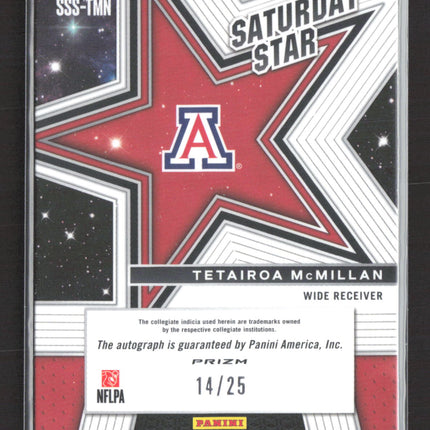 2025 Panini Prizm Saturday Star Tetairoa McMillan #SSS-TMN RC 14/25 Mojo Auto