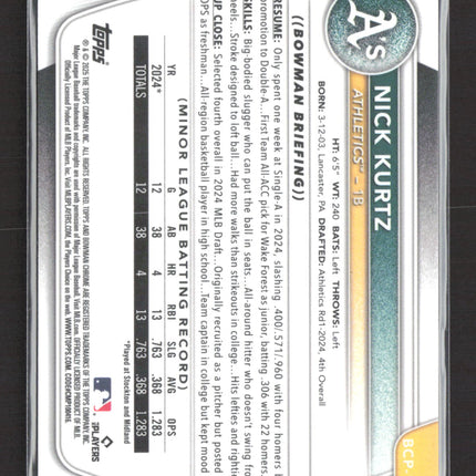 2025 Bowman Chrome Nick Kurtz #BCP-114 Purple Refractor 152/199