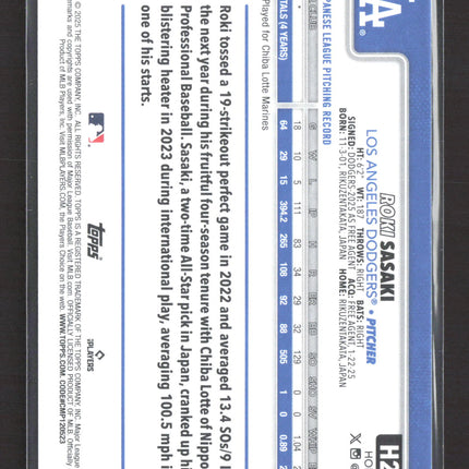 2025 Topps Holiday Roki Sasaki #H23 RC Lights sp