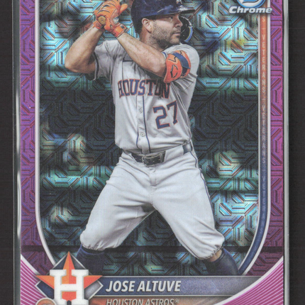 2025 Topps Bowman Chrome Jose Altuve #63 Purple Mojo Refractor 055/299