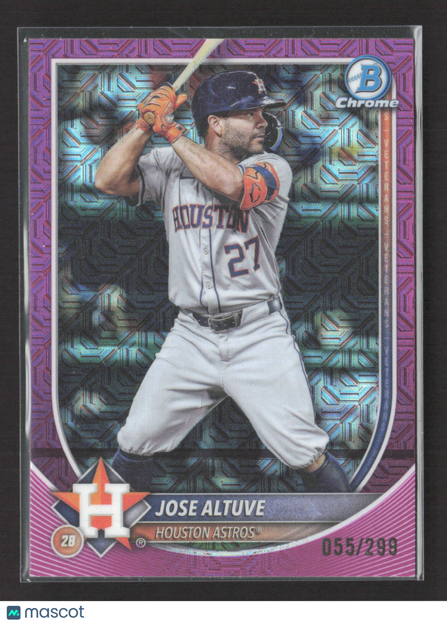 2025 Topps Bowman Chrome Jose Altuve #63 Purple Mojo Refractor 055/299
