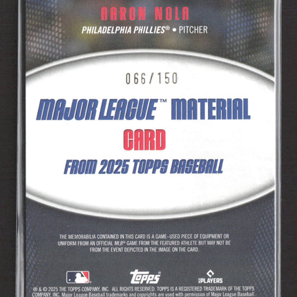 2025 Topps Major League Material Aaron Nola #MLM2-AN Jersey Patch 066/150