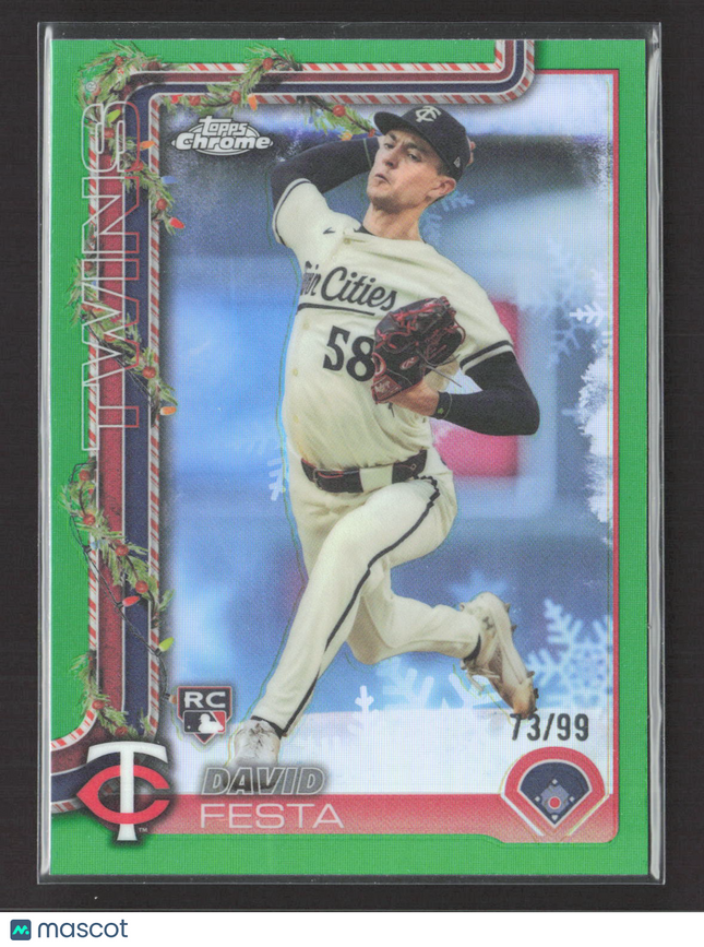 2025 Topps Chrome Holiday David Festa #HC78 Green RC 73/99