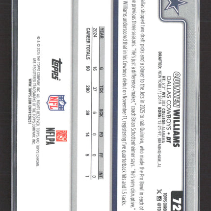 2025 Topps Chrome Quinnen Williams #72 Green Wave 91/99