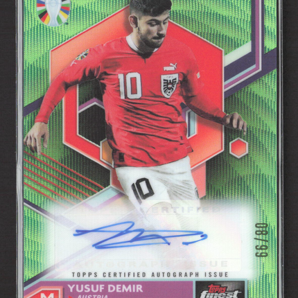 2023 Topps Finest Road to UEFA 2024 Yusuf Demir #BCA-YD Green Wave 08/99 Auto