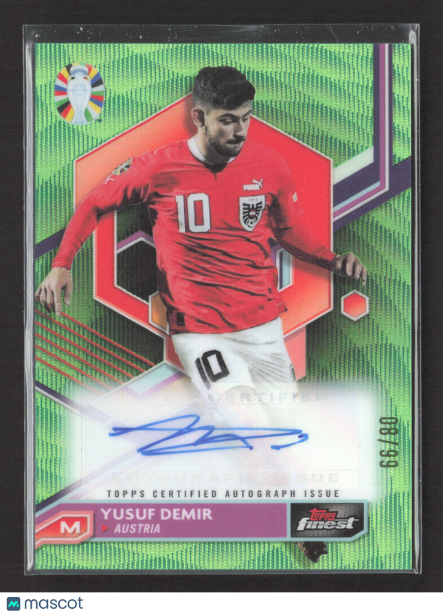 2023 Topps Finest Road to UEFA 2024 Yusuf Demir #BCA-YD Green Wave 08/99 Auto