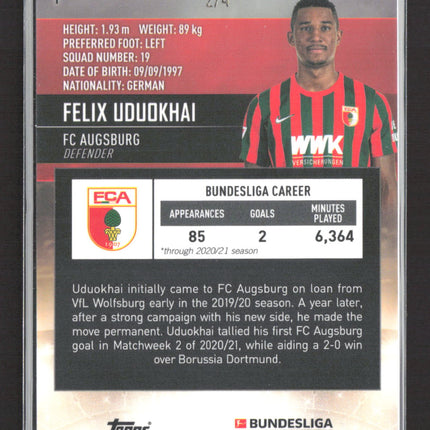 2022 Topps Stadium Club Chrome Felix Uduokhai #1 Red Electric Charge 2/4
