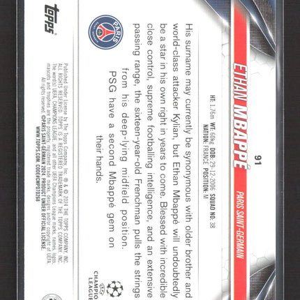 2024 Topps UEFA Champions League Flux Ethan Mbappé #91 Yellow RC