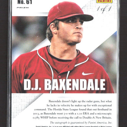 2013 Panini Prizm Perennial Draft Picks D.J. Baxendale #61 Black Finite 1/1 Auto