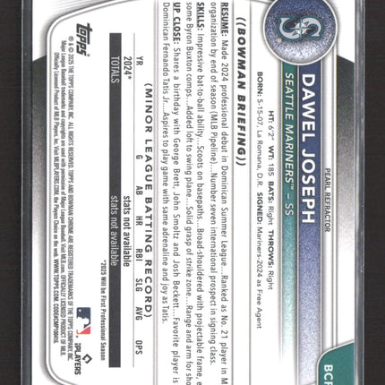 2025 Bowman Chrome Dawel Joseph #BCP-8 Pearl Refractor