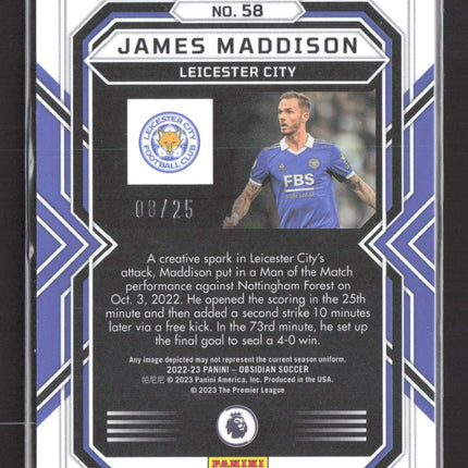 2023 Panini Obsidian Soccer James Maddison #58 Purple 08/25