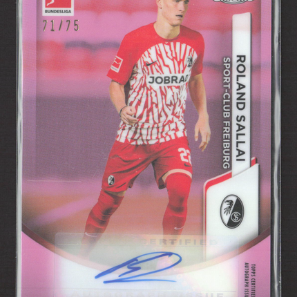 2024 Topps Chrome Bundesliga Roland Sallai #BCA-RSA Pink Refractor 71/75 Auto