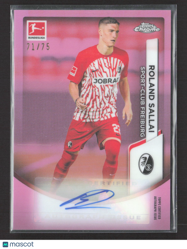 2024 Topps Chrome Bundesliga Roland Sallai #BCA-RSA Pink Refractor 71/75 Auto